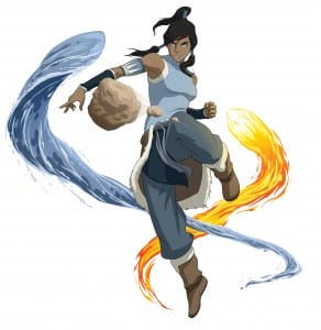Pictured:  Korra displays earth, water and firebending in THE LEGEND OF KORRA on Nickelodeon.  Photo: Nickelodeon.  ©2012 Viacom, International, Inc.  All Rights Reserved