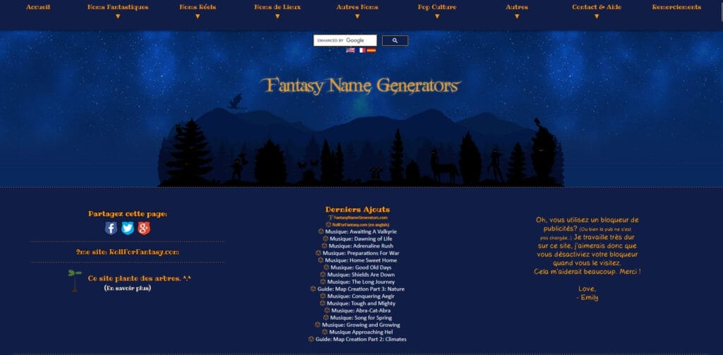 screenshot fantasy name generartors
