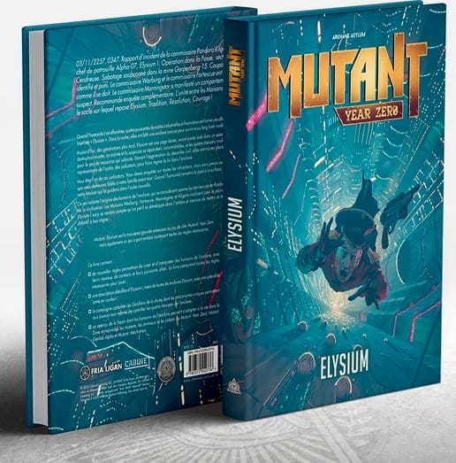 Livre de dos et de face du JDR Mutant Year Zéro - Elysium